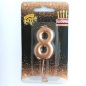 Свеча -цифра "8" Розовое золото 4,5см/V 1502-3008