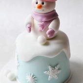 торт на новый год со снеговиком