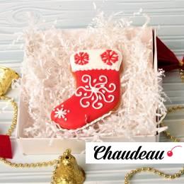 новогодний имбирный пряник в форме сапожка