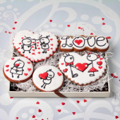 красивый набор имбирных пряников на 14 февраля